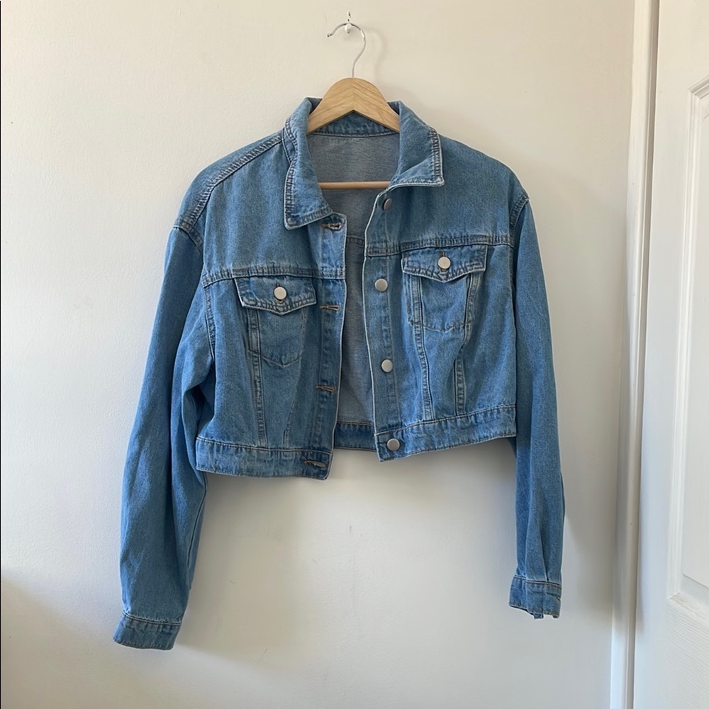Classic Blue Women's Cropped Denim Jean Jacket